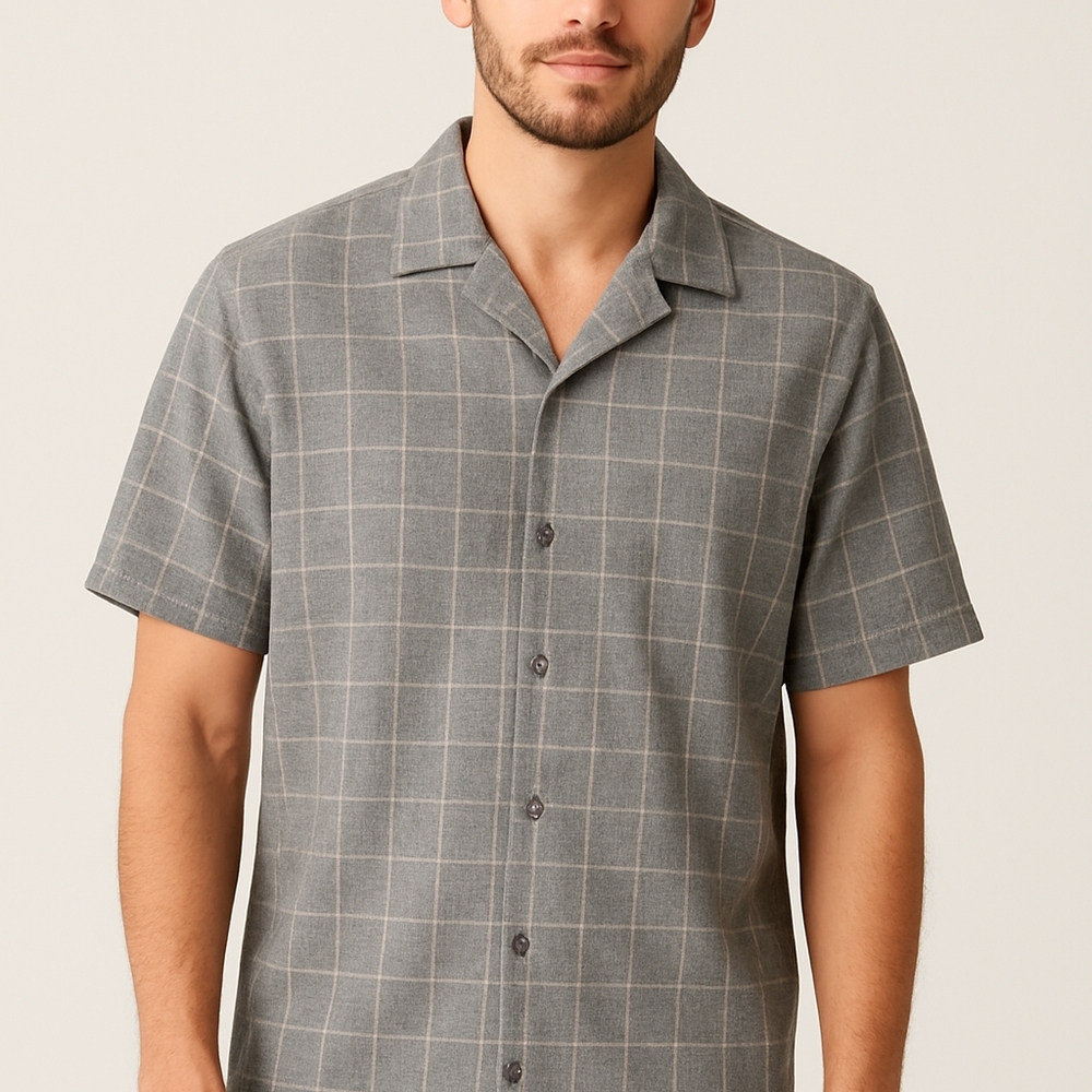 Haggar Men's Gray Plaid Button Down Shirt